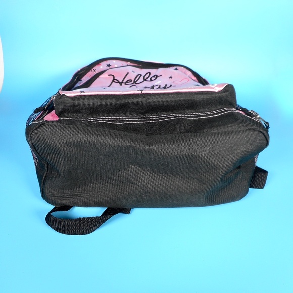 Hello Kitty Sanrio Light Pink Black Backpack Hearts Stars School Embroidered - Picture 13 of 14